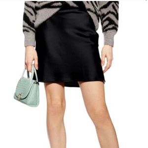 TOPSHOP Black Skirt Bias Cut Satin Miniskirt
